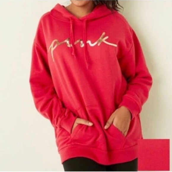 Pink Vs Medium Fleece Pullover Campus Hoodie - Picture 2 of 6